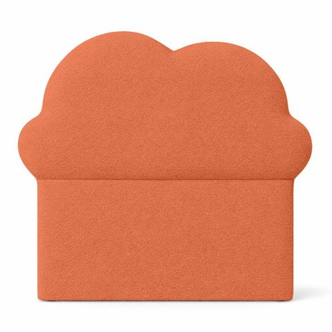 Cabeceira Infantil Cama Solteiro 120cm Orgânica Curva Nuvem Bouclê Terracota - Montanari's Decor