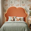 Ver imagem 2 de Cabeceira Infantil Cama Solteiro 120cm Orgânica Curva Nuvem Bouclê Terracota - Montanari's Decor