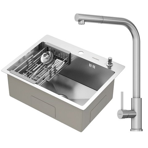 Kit Cuba Gourmet Quebec 60cm Aço Inox 304 e Torneira Gourmet Toronto Aço Inox Goldenx