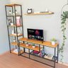 Rack de TV Style Industrial com Estante Style de Ferro e Madeira Slim 6 Prateleiras Carvalho e Preto - 2