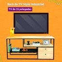 Ver imagem 3 de Rack de TV Style Industrial com Estante Style de Ferro e Madeira Slim 6 Prateleiras Carvalho e Preto