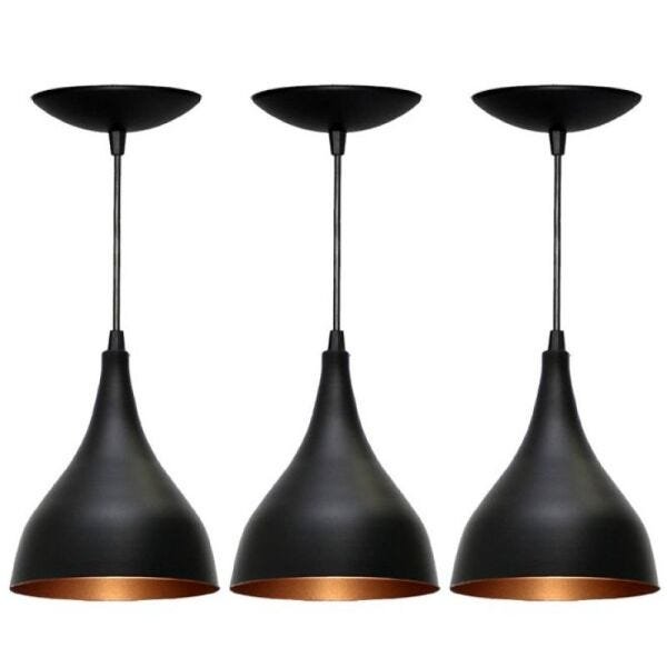 Kit 3 Pendentes Gota (Preto Textura/ Bronze) é boa?