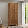Conjunto Quarto Imbuia: Guarda-roupa Multiuso Flex 2 Portas 2 Gavetas, Cômoda 4 Gavetas Madeira Pinu - 2