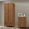 Conjunto Quarto Imbuia: Guarda-roupa Multiuso Flex 2 Portas 2 Gavetas, Cômoda 4 Gavetas Madeira Pinu - 1