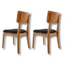 Ver imagem 3 de Conjunto 2 Cadeiras de Madeira Viena Gold Linho Preto/Cinam. Imbuia