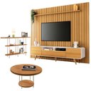 Ver imagem 1 de Rack Bancada Época com Painel Ripado You 2.7 com Mesa de Centro Sky e Aparador Infinity Cinamomo Off