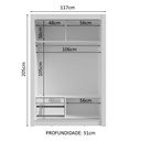 Ver imagem 5 de Guarda-roupa Solteiro 2 Portas de Correr 2 Gavetas Branco Vivare Madesa