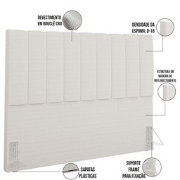 Cabeceira Cama Box Queen 160 Cm Dália W01 Bouclê Cru - Lyam Decor - 3