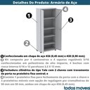 Ver imagem 3 de Armário Alto 2 Portas Pandin 90 Cm (largura) Inmetro Estrutura Aço Cinza e Portas Brancas C- Chave