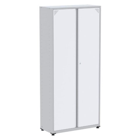 Armário Alto 2 Portas Pandin 90 Cm (largura) Inmetro Estrutura Aço Cinza e Portas Brancas C- Chave
