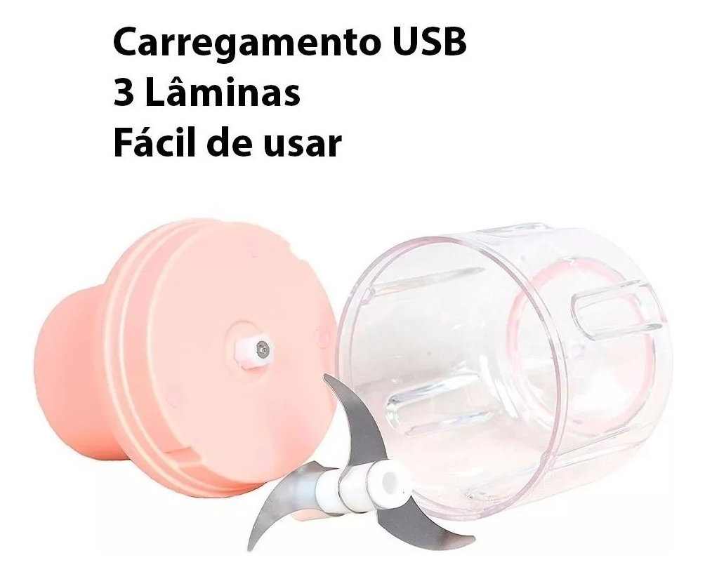 Mini Moedor Elétrico Alho Cebola sem Fio Xdx Mini Processador de Alimentos 250ml Rosa 110v/220v - 2