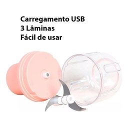 Mini Moedor Elétrico Alho Cebola sem Fio Xdx Mini Processador de Alimentos 250ml Rosa 110v/220v - 2