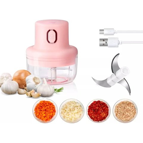 Mini Moedor Elétrico Alho Cebola sem Fio Xdx Mini Processador de Alimentos 250ml Rosa 110v/220v