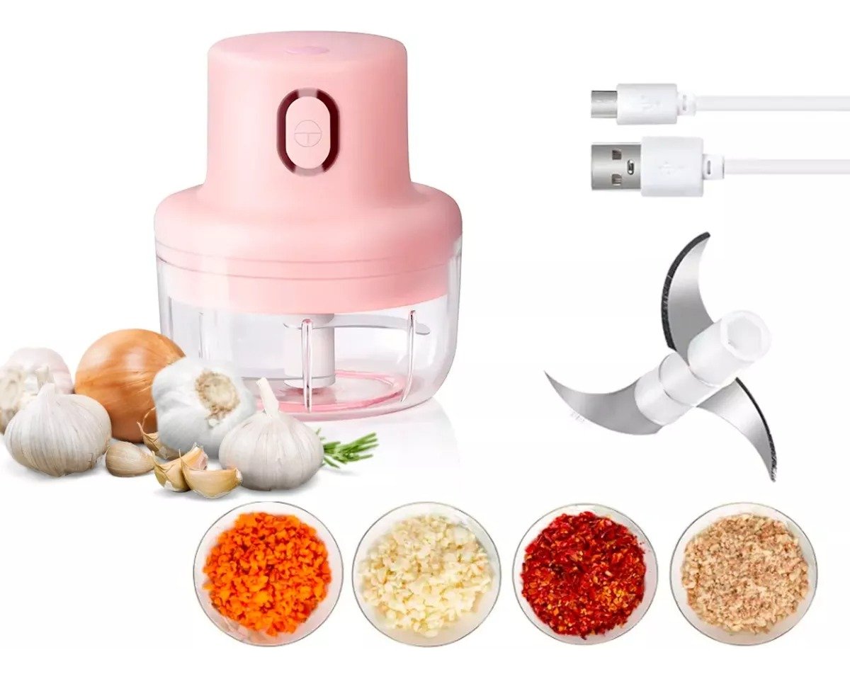 Mini Moedor Elétrico Alho Cebola sem Fio Xdx Mini Processador de Alimentos 250ml Rosa 110v/220v