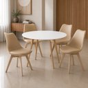 Ver imagem 1 de Conjunto Leda Mesa 90cm Compacta & 4 Cadeiras Leda Bege