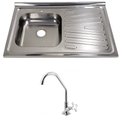 Ver imagem 1 de Pia Inox Fabrinox PSD800E 80x52cm, cuba esquerda, com furo e torneira