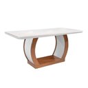 Ver imagem 6 de Conjunto: Mesa de Cozinha Jade Tampo Madeirado C/ Vidro Canto Curvo 180x90cm e 6 Cadeiras Athenas
