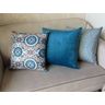 KIT 3 CAPAS ALMOFADAS EM VELUDO LYON AZUL PAVÃO - 1