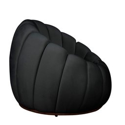 Poltrona Decorativa Concha Base Arco Giratória Veludo Cor Preto - 6