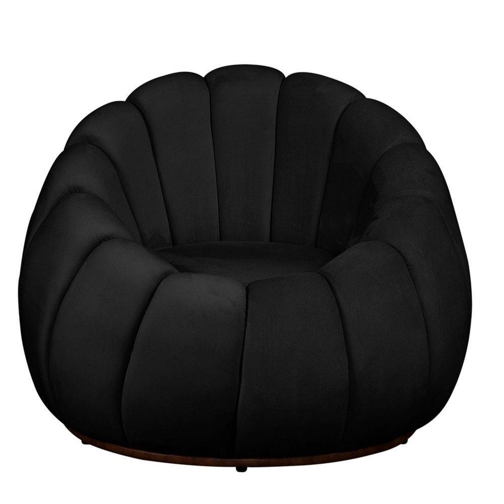 Poltrona Decorativa Concha Base Arco Giratória Veludo Cor Preto - 7