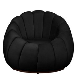 Poltrona Decorativa Concha Base Arco Giratória Veludo Cor Preto - 7