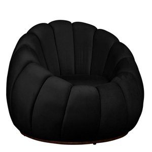 Poltrona Decorativa Concha Base Arco Giratória Veludo Cor Preto
