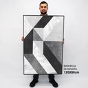 Ver imagem 2 de Quadro Decorativo Caixa Alta com Vidro Geométrico Mosaico Moderno TaColado Moldura Madeira 120 x 80c