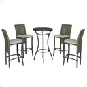 Ver imagem 1 de Mesa Bistrô com 4 Banquetas Roma Preta Corda Náutica Estofado 3 Trama Original