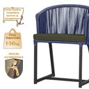 Ver imagem 4 de Mesa com 4 Cadeiras de Jantar Roma 100cm e Noronha em Aluminío Preto Corda Nautica Estofado 13 Trama