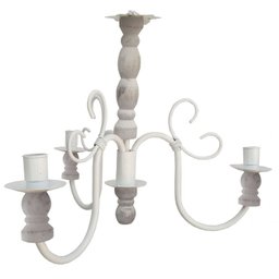 Lindo Lustre Moderno Torneado De Madeira E Ferro Artesanal Barato - Branco - 1
