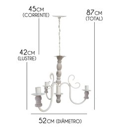 Lindo Lustre Moderno Torneado De Madeira E Ferro Artesanal Barato - Branco - 2