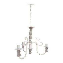 Lindo Lustre Moderno Torneado De Madeira E Ferro Artesanal Barato - Branco - 4