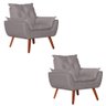 Kit 2 Poltronas Opala Veludo Cinza - 1