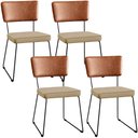 Ver imagem 1 de Kit 04 Cadeiras Decorativas Sala Jantar Allana L02 Couríssimo Camel Linho Bege Escuro - Lyam Decor