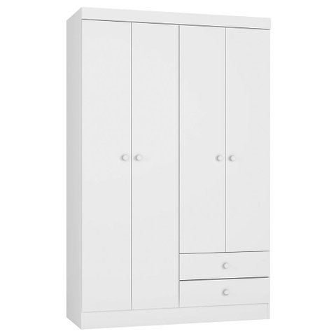 Guarda-roupa Infantil Quarto de Bebê Louise 4 Portas Branco - Desk Design