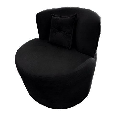 Poltrona Decorativa Orgânica Sala Recepção Suede Preto + Almofada