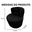 Ver imagem 6 de Poltrona Decorativa Orgânica Sala Recepção Suede Preto + Almofada