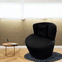 Ver imagem 2 de Poltrona Decorativa Orgânica Sala Recepção Suede Preto + Almofada