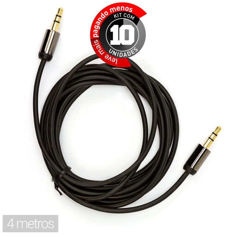 Kit com 10 Cabos P2-P2 com Capa Metálica Cirilo Cabos 4 Metros - 1
