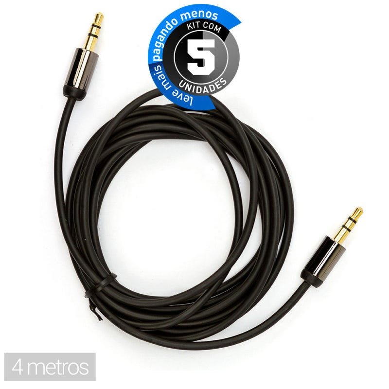 Kit com 5 Cabos P2-P2 com Capa Metálica Cirilo Cabos 4 Metros - 1