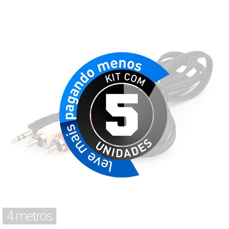Kit com 5 Cabos P2 para RCA 4 Metros - 2