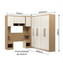 Ver imagem 2 de Quarto Completo Modulado Roupeiro e Cabeceira de Canto 240cm x 216,5cm Selene Soluzione Móveis