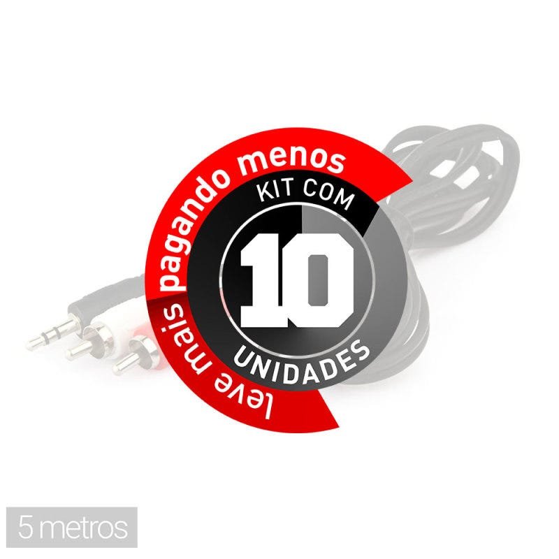 Kit com 10 Cabos P2 para Rca 5 Metros - 2