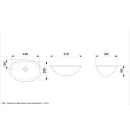 Cuba Oval Embutir 49x32.5cm Sl - Celite Branco - 3