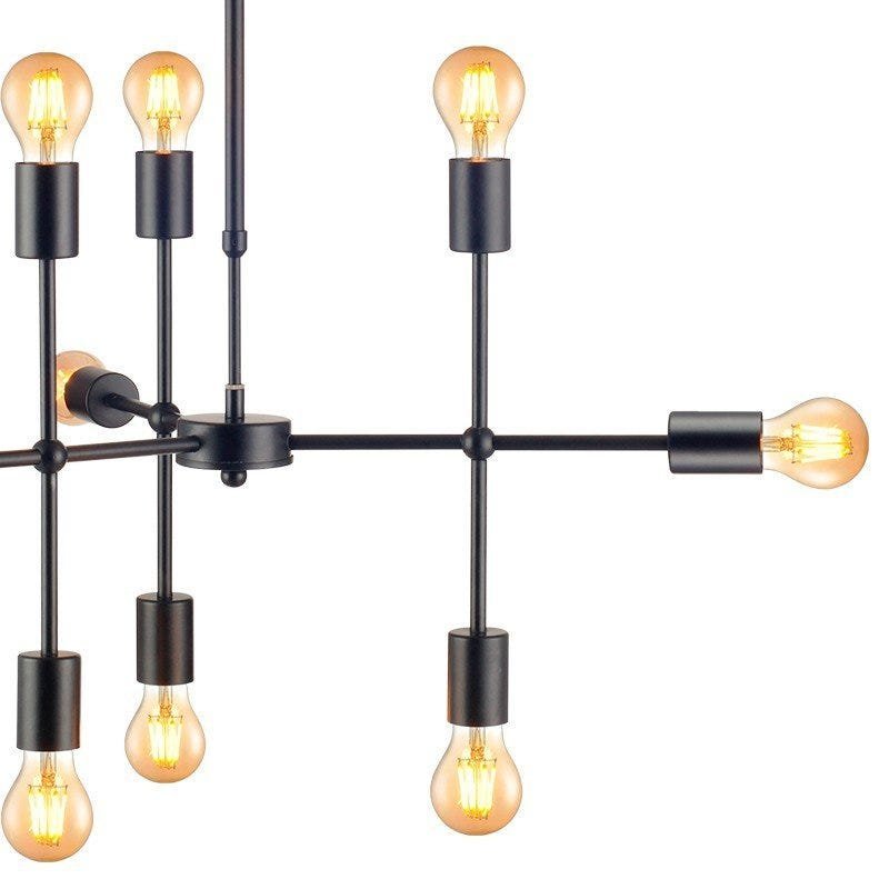 Lustre Pendente Avant Hash 9 Preto Fosco E27 Bivolt - 4