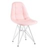 Cadeira Estofada Charles Eames Eiffel Botonê Com Pés De Metal Cromado Rosa Claro Rosa - 1