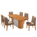 Ver imagem 2 de Mesa de Jantar Aspen 180cm Tampo Mdf Laminado Canto Copo com 6 Cadeiras Eloise Moderna Mobília