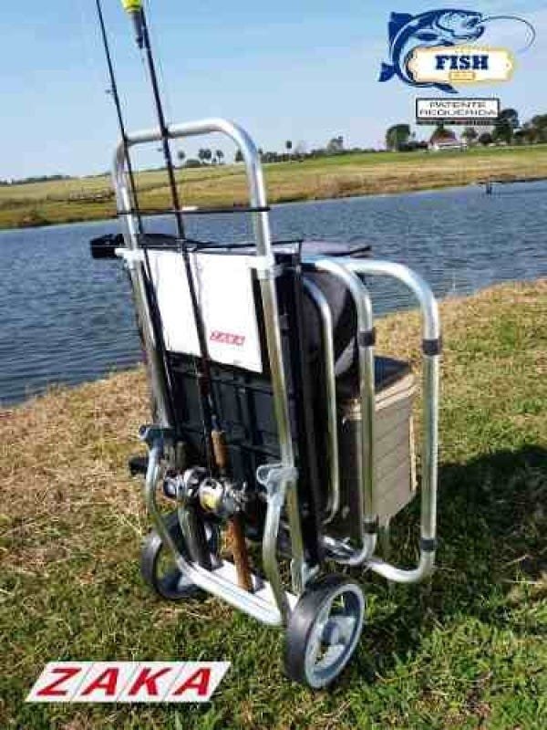 Carrinho De Pesca Fish Car Alumínio para Pescaria  Vara Caixa térmica cadeira - Zaka - 3