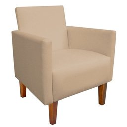 Kit Namoradeira 02 Lugares e 01 Poltrona Jade Corino Bege com Pés Castanho - D'Rossi - 3