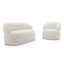 Ver imagem 1 de Kit Poltrona Giratória e Sofá Orgânico Living Glee 03 Lugares 170cm Bouclê Off White - Desk Design